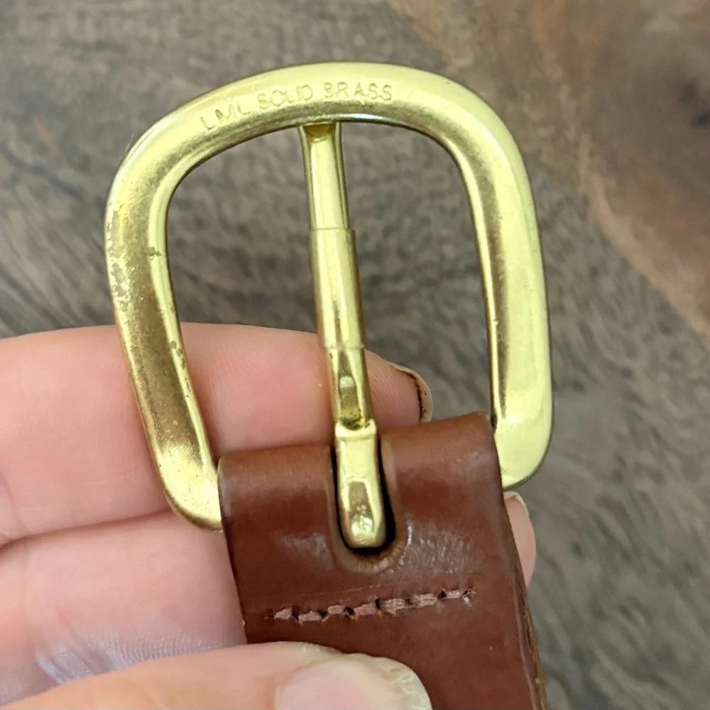 Leather Man Ltd Nautical Signal Flag Belt Men's 46 Brass Buckle Preppy USA